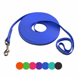 Dog Training Leash,Easy to Clean Waterproof Long Dog Leash, Heavy Duty Recall Long Leash,Dog Long Leash 6ft 10ft 15ft 30ft 50ft for Hiking,Yard, Beach and Swimming (Blue, 16FT)