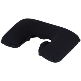 Plus Nao Neck Pillow, U-Shaped Neck Pillow, Inflatable Pillow, Cushion, Compact, Portable, Solid, Simple, Stylish, For Resting, Napping, Napping, In Your Car, 17.3 x 10.6 inches (44 x 27 cm), Black