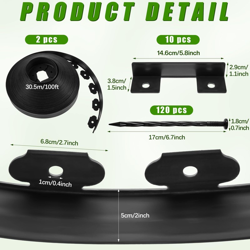 Sasylvia 2'' x 200' Landscape Edging Kit Edging Border Coil