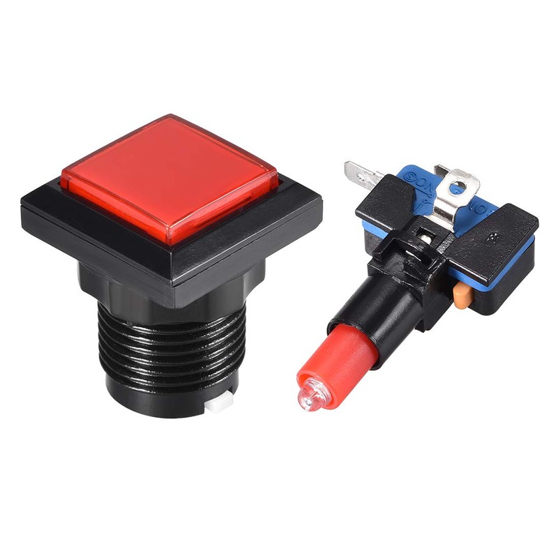 uxcell Game Push Button 34x34 Square 12V LED Illuminated Push