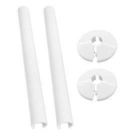 2 x 15 mm white decorative covers and 2 x 15 x 200 radiator pipes, radiator floor ring, white radiator tube cover, radiator floor ring and tube sleeve