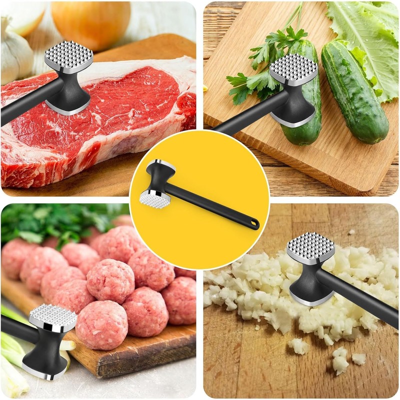 Heanvmyss Kitchen Meat Tenderizer,Heavy Duty Meat Hammer,Double Sided Meat Tenderiser,Stainless
