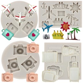Airplane Silicone Molds Travel Luggage Bag Fondant Mold Set Of 4