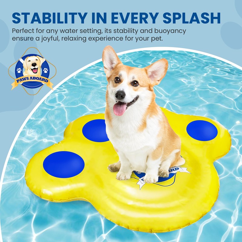 Paws Aboard Doggy Lazy Raft, Puncture Resistant Vinyl Dog Float,