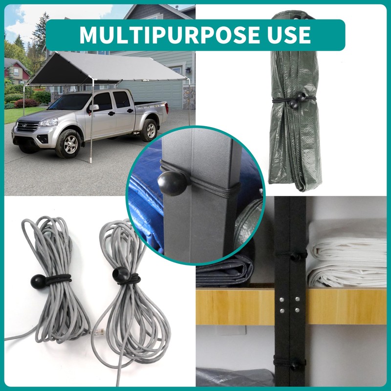Ball Bungee Cord Heavy-Duty Versatile Indoor or Outdoor Use, Tarp