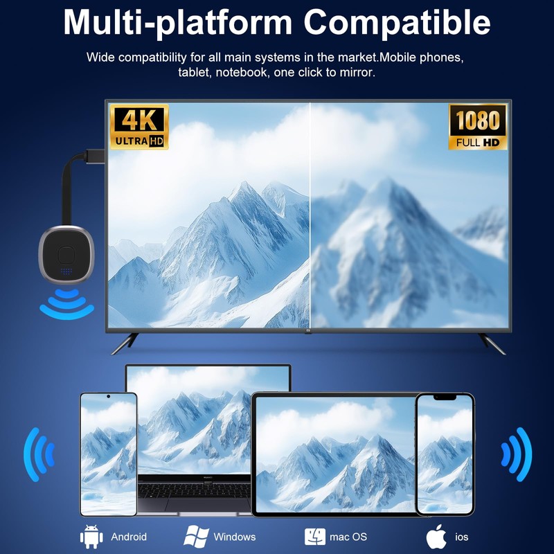 HUAJUN Wireless Video Receiver 5G 1080P,WiFi Dongle, HDMI Display Adapter