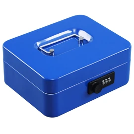 xydled Steel Cash Box Safe with Combination Lock,Money Safe Box with Removable Coin Tray,Medium,7.87"x 6.30"x 3.54",Blue