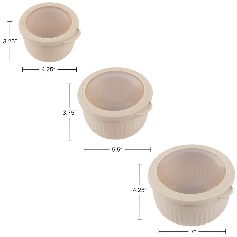 Classic Cuisine Set of 3 Bowls with Lids - Microwave,