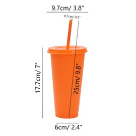 EazyBreezy 10 Pcs Reusable Plastic Cups with Lids & Straws Colored Tumblers Party Tumbler Cup for Cold Drinks Smoothie - 10 Colors, 700ml