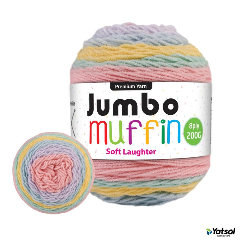 Yatsal Jumbo Muffin 8-Ply Premium Knitting Yarn 200 g, Soft
