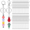 Kalolary 30PCS Beadable Keychain Bars, Silver Metal Bead Keychain Bars