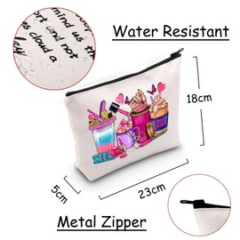 JXGZSO Nail Technician Gift Nail Milk Tea Print Makeup Bag Nail Art Lover Gift Nail Polish Organizer Bag Milk Tea Lover Gift