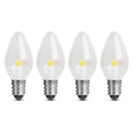 Feit Electric C7 Indoor LED Night Light Bulbs, 7W Equivalent, 30 Lumens, 5000K Daylight, E12 Cadelabra Base, 15,000-Hour Long-Life LED Night Light Replacements, BP7C7/850/LED/4, 4 Pack