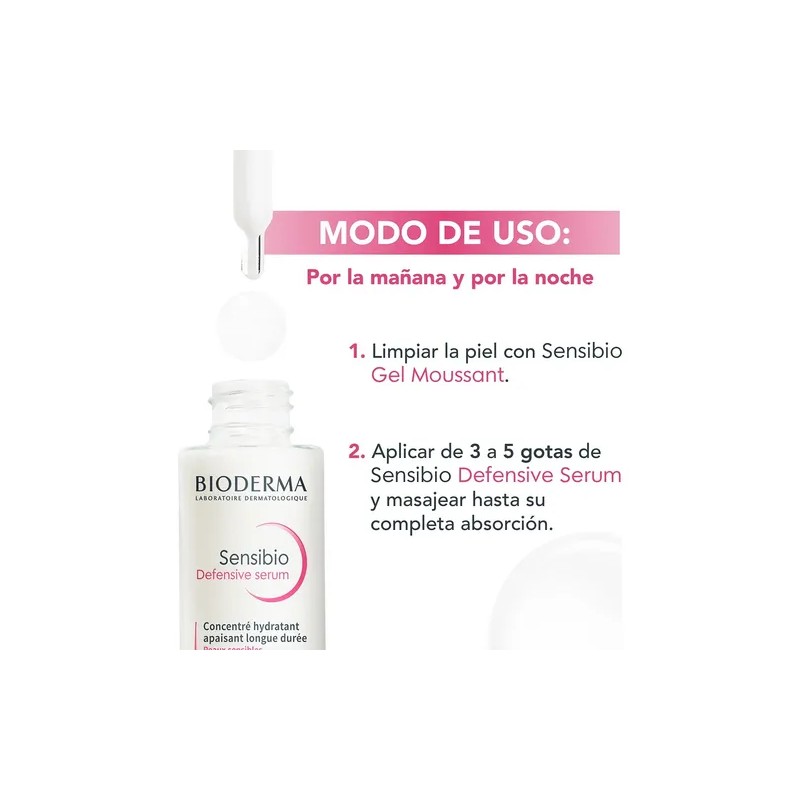 Bioderma Sensibio Defensive Sérum Hidratante, Piel Sensible, 30 ml