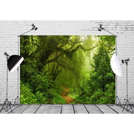 Loccor 5x3ft Rainforest Landscape Backdrop Jungle Photography Background Spring Nature Tapestry Wilderness Dino Birthday Party Supplies Garden Tea Party Decorations Wedding Photoshoot Studio Props