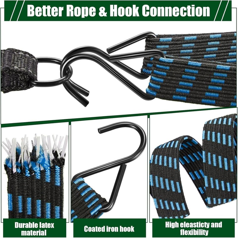 Saintrygo 8 Pcs 40 Inch Adjustable Flat Bungee Cords with
