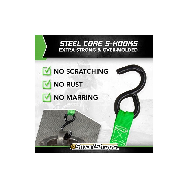 Smartstraps Ratchet Straps - 6Ft Grn Padded Ratchet 2Pk 1,500Lb