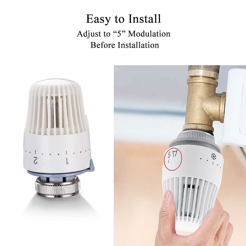 2PCS Thermostatic Radiator Valve Replacement Head Only for Heat Dissipation