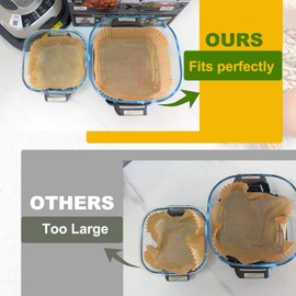 mutvle Air Fryer Liners for Ninja Crispi, Disposable 125 + 125 Pcs Ninja Crispi Accessories for Ninja Crispi 4-in-1 Portable Glass Air Fryer Cooking System, Non-Stick Ninja Crispi Liners Disposable