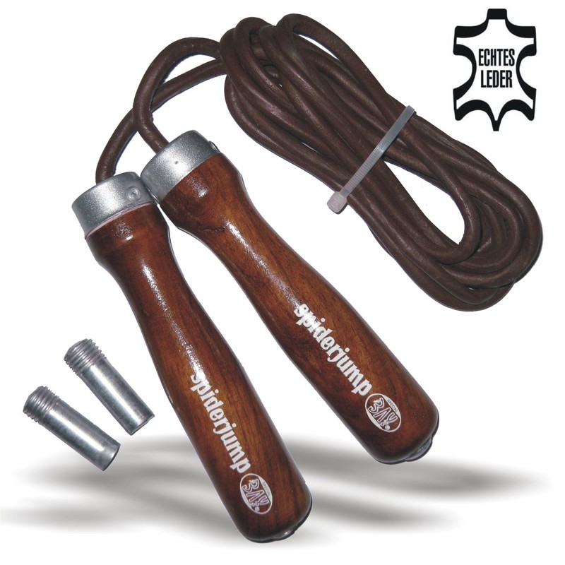 BAY® Spider Jump Classic Deluxe Leather Skipping Rope with Ball
