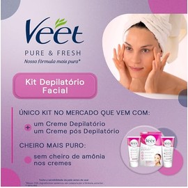 Veet Pure & Fresh Kit de Depilación Facial para Piel Normal Envase de 100ml