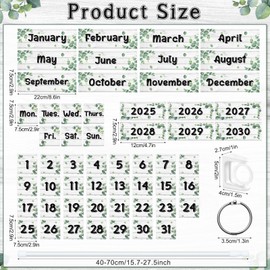Eucalyptus Flip Calendar for Classroom, Flip Calendar with Adjustable Holder, Classroom Calendars Set with 60 Cards for Preschool Elementary Home Classroom Must Haves Supplies