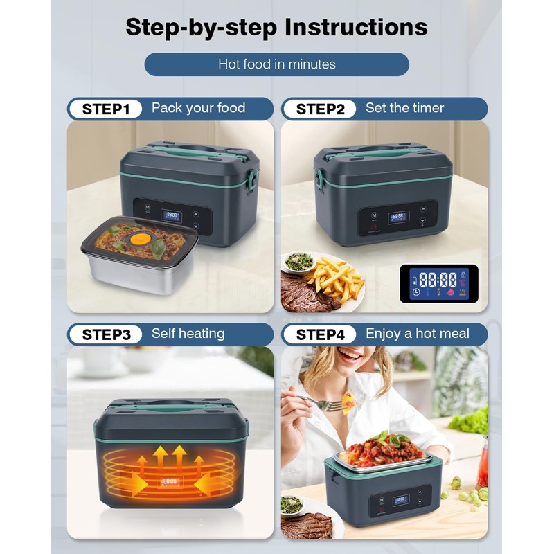 SKEOS Cordless Electric Lunch Box for Adults, Heated Lunch Box