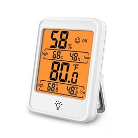 Termómetro Higrómetro Digital para Interiores con Retroiluminación, Imán y Pantalla LCD, Monitor de Temperatura y Humedad de Montaje en Pared, ℃ ℉ Conmutable, Registros Mínimos y Máximos para Hogar