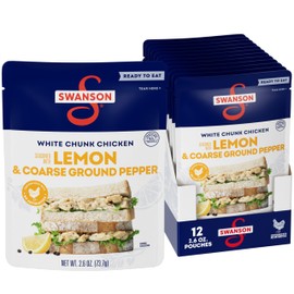 SWANSON S Lemon and Coarse Ground Pepper White Chunk Cooked Chicken, Ready to Eat, On-the-Go Meals, 2.6 oz Pouch (Case of 12)