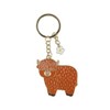 Sass & Belle Enamel Keyring with Highland Cow, Brown, One