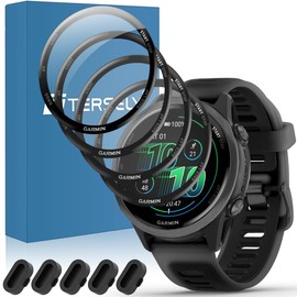 【4+5Pack】T Tersely PMMA Screen Protector for Garmin Forerunner 570 (42MM 2025) with Anti-dust Plugs 5Pcs Ultra Clear PMMA Curved Film, Protective Full Coverage Film Accessories