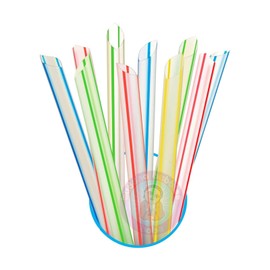 Individually Wrapped Fat Boba Drinking Straw Rehab Clear with Color Stripe By Buddha Bubbles Boba 8" x 1/2"