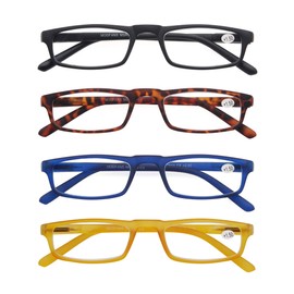 MODFANS Reading Glasses +2.75-4 Pairs Fashion Readers Narrow Frame Spring Hinge for Men Women