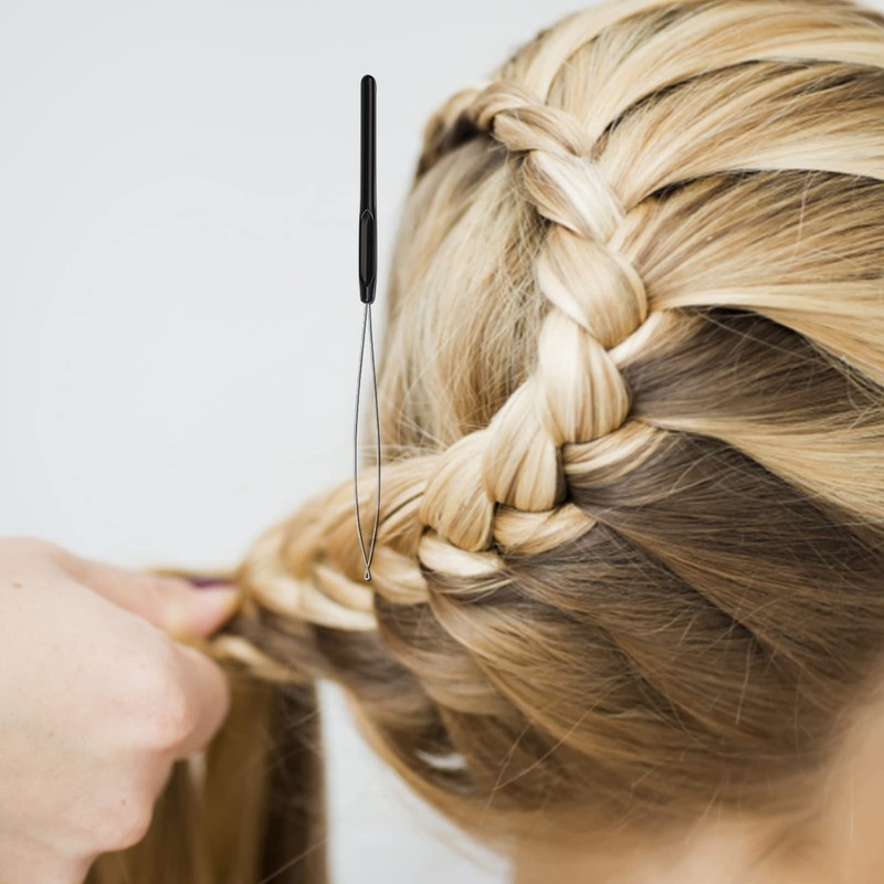 5pcs Hair Extensions Loop Needle Threader Bead Device Pulling Hook