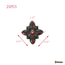 Pastlla 24Pcs Antique Bronze Corner Appliques Decorative Edge Protector Vintage Style Edge Safety Guard Covers Metal Embellishments for Furniture Cabinet Table Jewelry Box Case (Single Hole, 1.18")