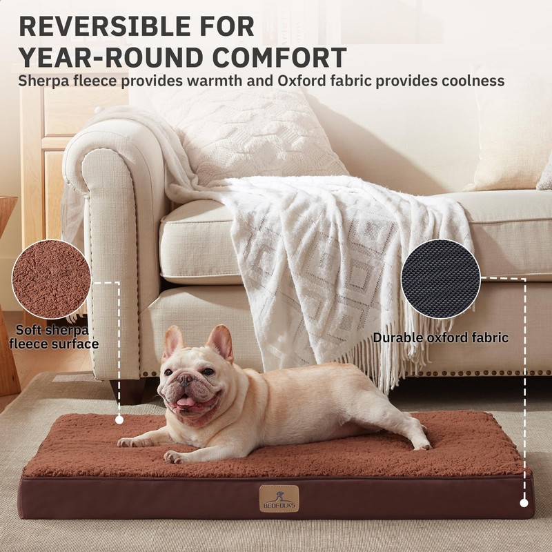 Bedfolks Orthopedic Dog Bed for Large Dogs - Egg Foam