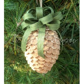 Handmade Sage Green - Large Wine Cork Pine Cone Ornament, Winecone, Pineapple
