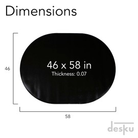 DESKU Super Oval Desk Chair Mat – Heavy-Duty PVC Mats for Carpet Floor Protection, Black, 46" x 58" Inches, Made in The USA