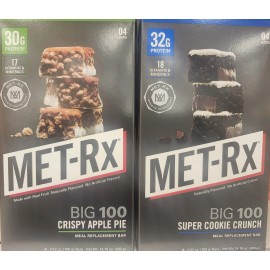 MET-Rx Big 100 Colossal Protein Bars Variety Pack, Super Cookie Crunch and Crisp