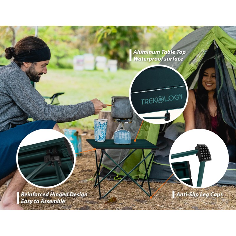 TREKOLOGY TALU Portable Folding Beach Table - Lightweight Travel Camp