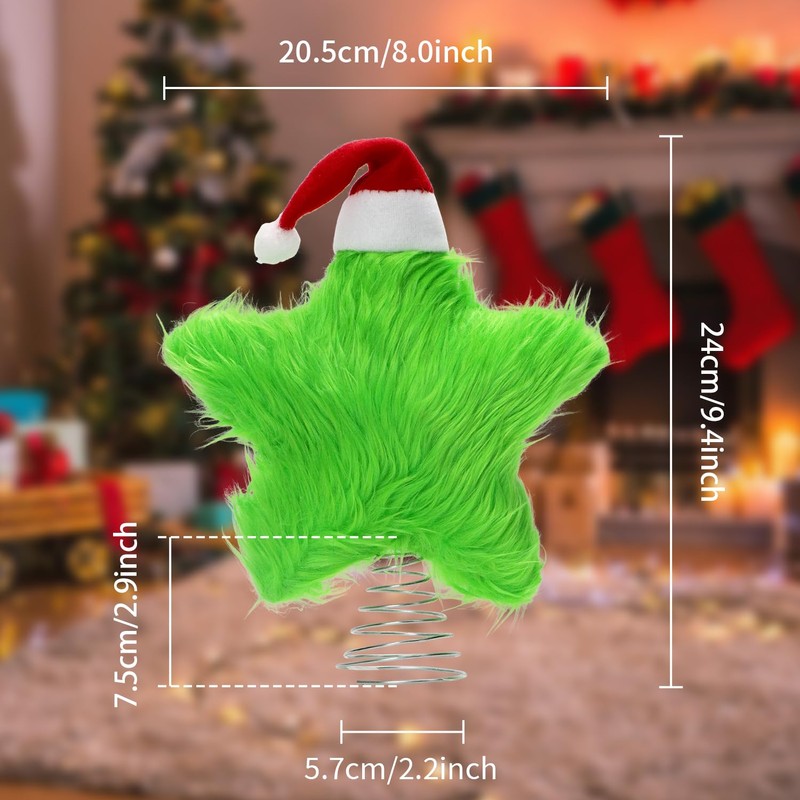Plush Christmas Tree Topper Star, 19CM Fluff Star Christmas Tree