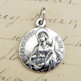 St Catherine of Alexandria Medal - Sterling Silver Antique Replica