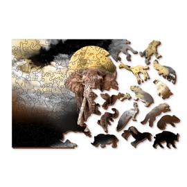 Wooden.City Elephant Dreams Wooden Jigsaw Puzzle, 150 Double-Sided Pieces with Unique Shapes, Medium