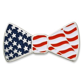 PinMart American Flag Patriotic Bow Tie Enamel Lapel Pin – 1 Piece