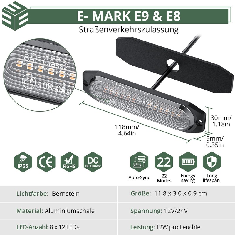 EYPINS 8 x 12 LED Front Flash, Flashing Light Strobe
