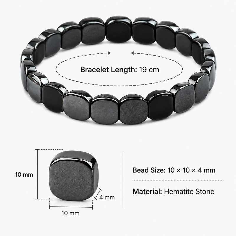 Hematite Bead Bracelet for Everyday Style – Geometric Metallic Stone
