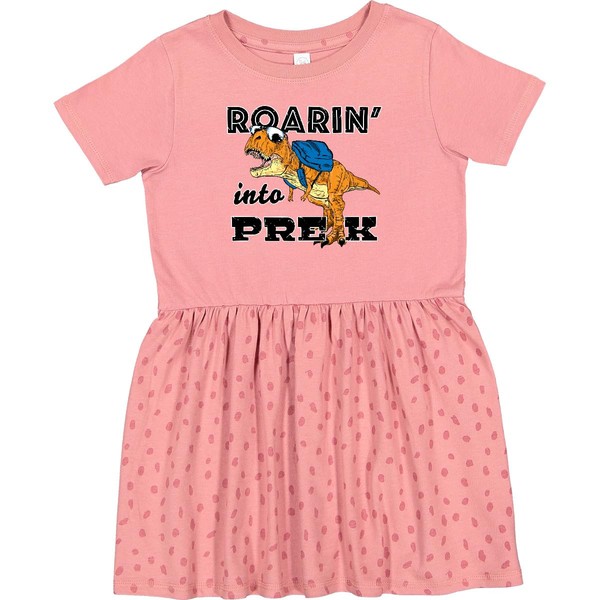 inktastic Roarin' Into Pre K Back-to-School Tyrannosaurus Rex Toddler Dress