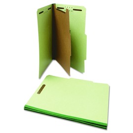 Universal 10251 Pressboard Classification Folder, Letter, Four-Section, Green (Box of 10)