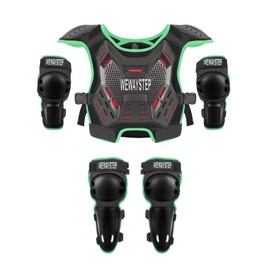 Kids Dirt Bike Gear Chest Protector Motocross Gear Motorcycle Body Armor Vest Youth Riding Gear Knee Shin Guard Elbow Pads for Cycling Ski Skateboard Skating Off-Road MTB ATV (Green)