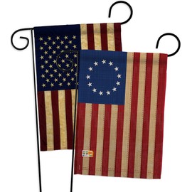 Historic Betsy Ross Vintage Garden Flags Pack Patriotic July Memorial Veteran Independence United State American USA Applique Small Decorative Gift Yard House Banner Double-Sided US Made 13 X 18.5